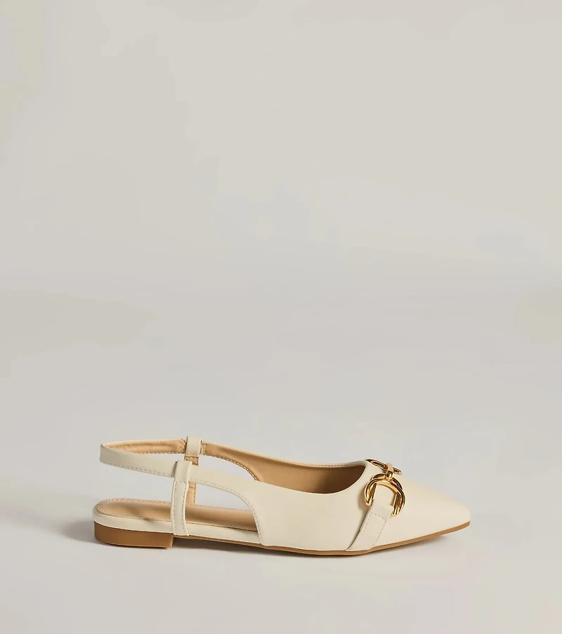 Luxe Allure Pointed-Toe Faux Leather Flats