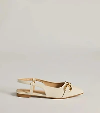 Luxe Allure Pointed-Toe Faux Leather Flats