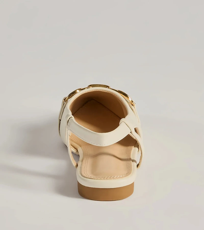 Luxe Allure Pointed-Toe Faux Leather Flats
