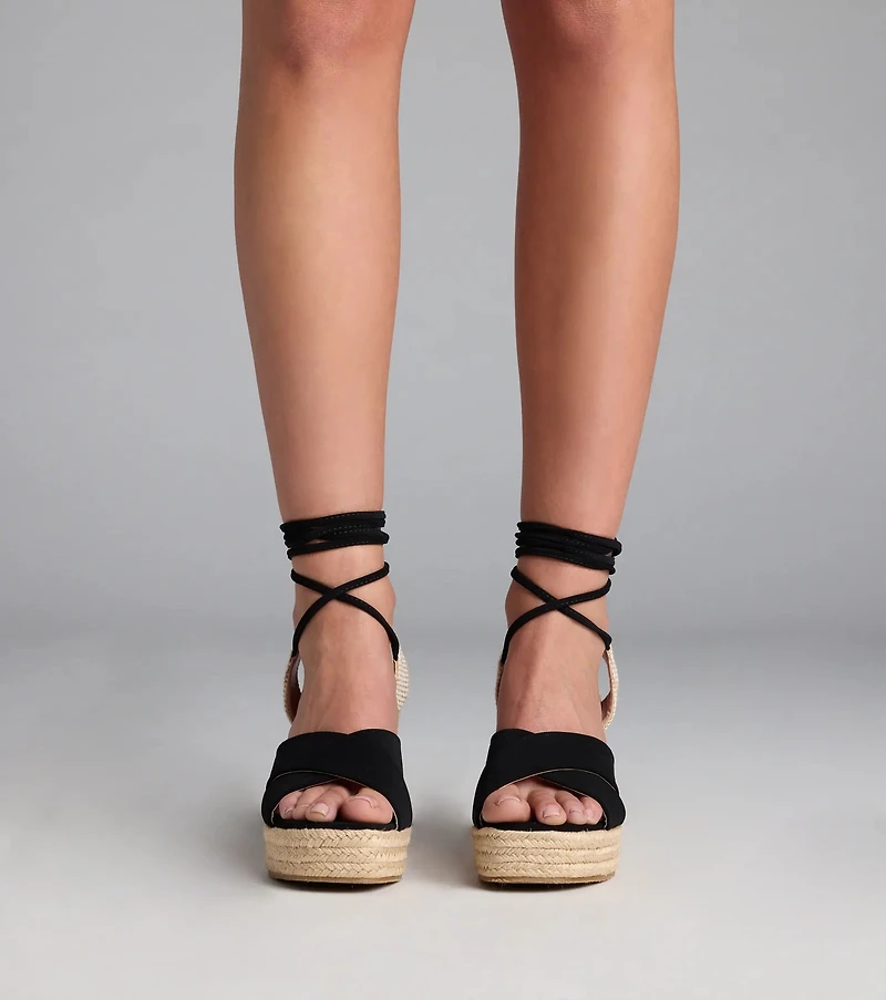 Weekend Date Lace-Up Espadrille Wedges