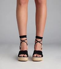 Weekend Date Lace-Up Espadrille Wedges