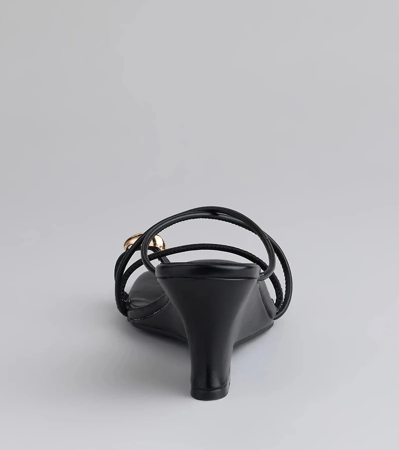 Refined And Classy Toe Ring Strappy Wedges