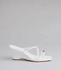 Refined And Classy Toe Ring Strappy Wedges