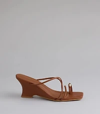 Refined And Classy Toe Ring Strappy Wedges
