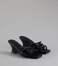 Playing It Cute Strappy Buckle Wedge Heels