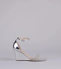 Major Glow Rhinestone Metallic Wedge Heels