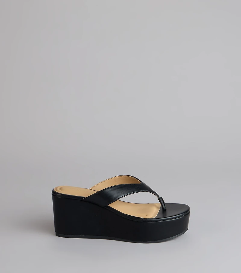 Elevated Thong Platform Wedge Sandals