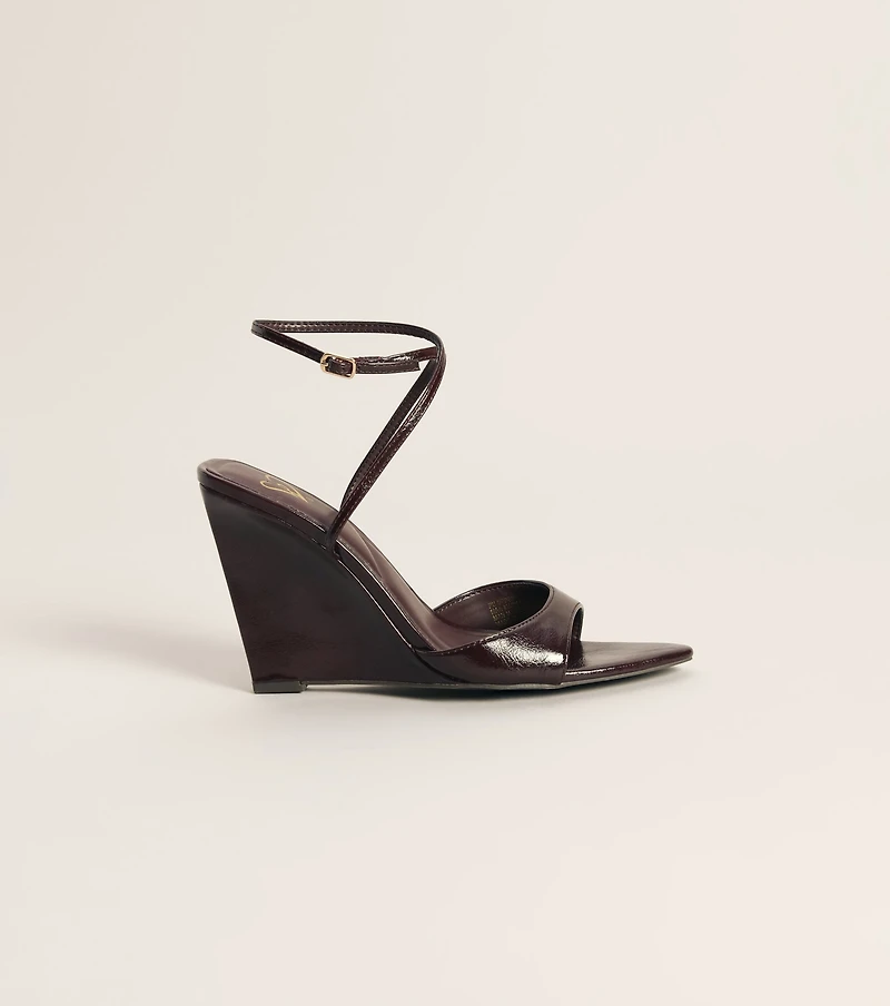 Plans on Point Patent Strappy Wedge Sandals