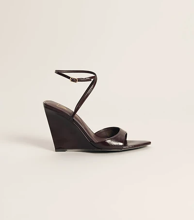 Plans on Point Patent Strappy Wedge Sandals