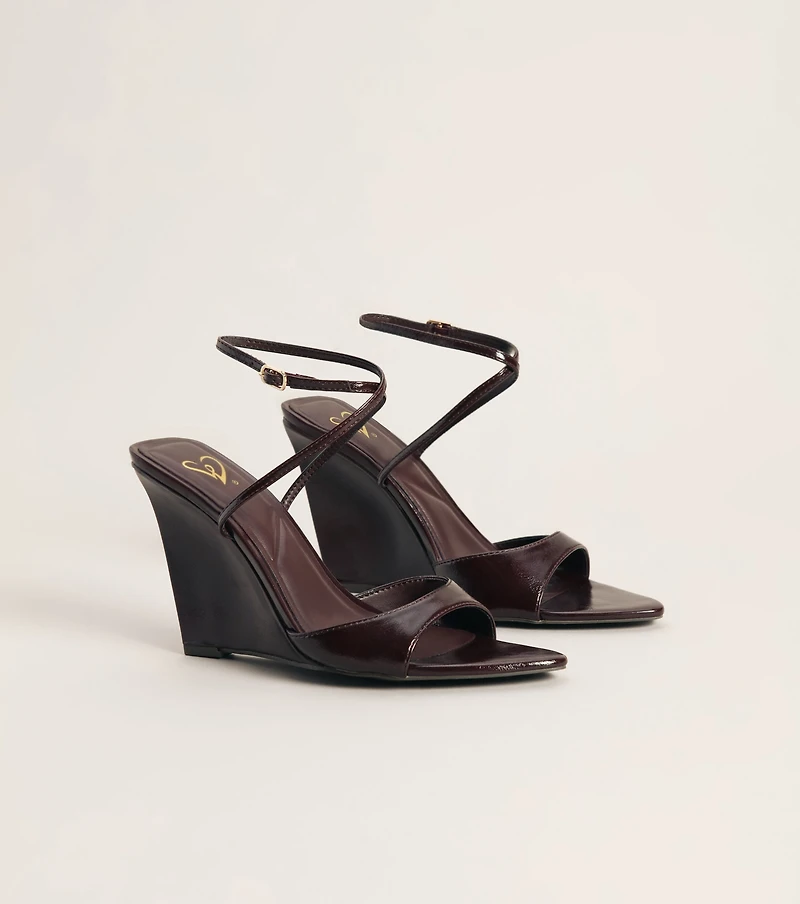 Plans on Point Patent Strappy Wedge Sandals