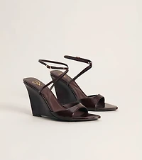 Plans on Point Patent Strappy Wedge Sandals