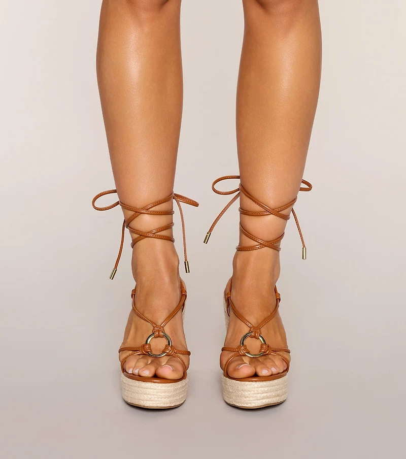 Sunset Stroll Lace-Up Espadrille Wedges