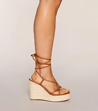 Sunset Stroll Lace-Up Espadrille Wedges