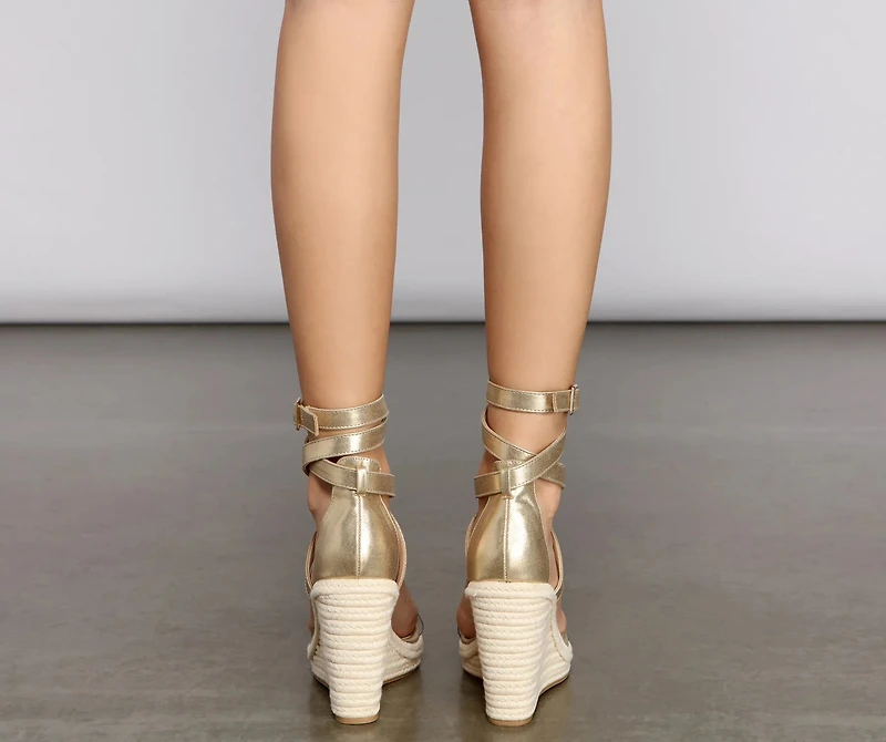 Glam Life Lace-Up Espadrille Wedges