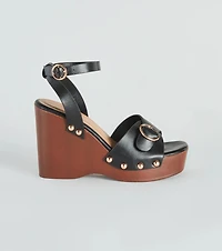 Away This Weekend Buckle Platform Wedges