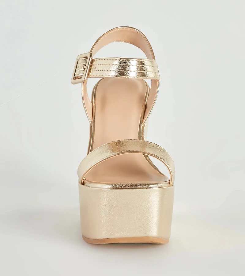 Amp The Drama Metallic Platform Wedges