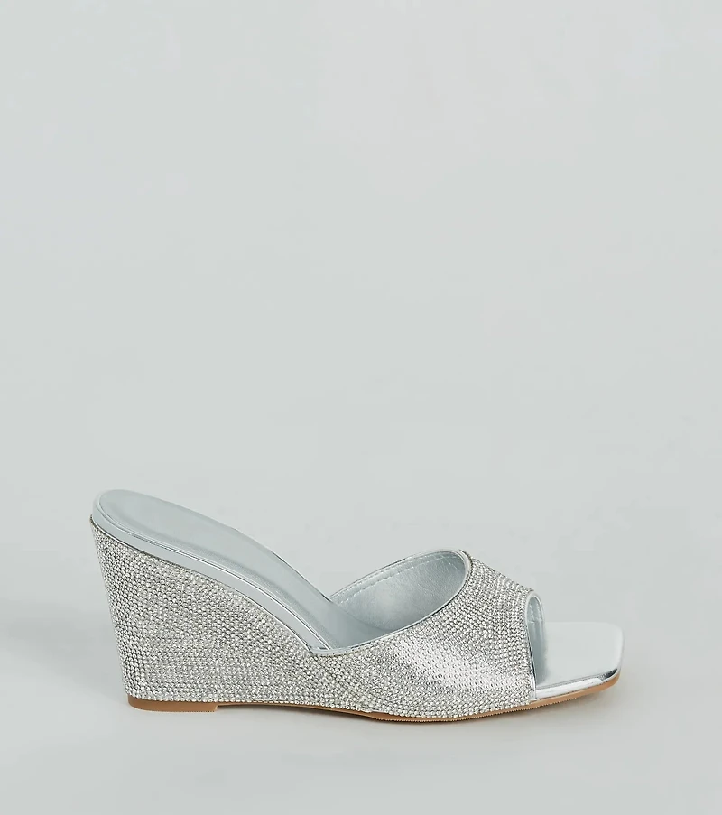 All Star Glitz Rhinestone Square Toe Wedges