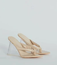 Chic Mode Thong Strap Cutout Clear Wedges