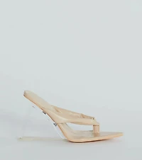 Chic Mode Thong Strap Cutout Clear Wedges