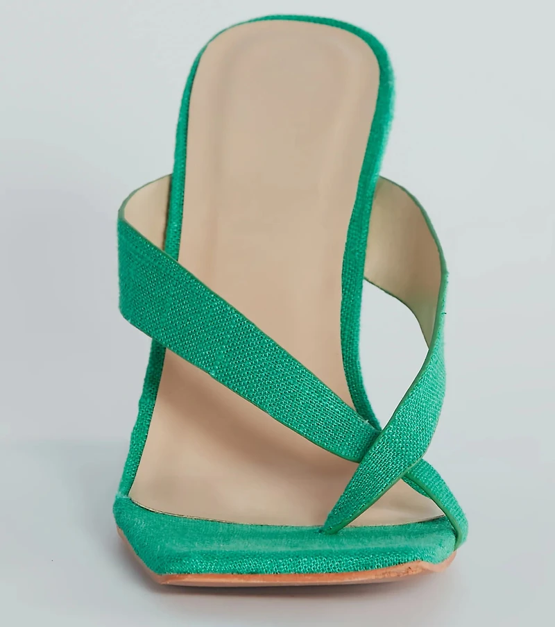 Summer Muse Linen Thong Wedges