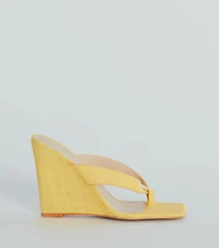 Summer Muse Linen Thong Wedges