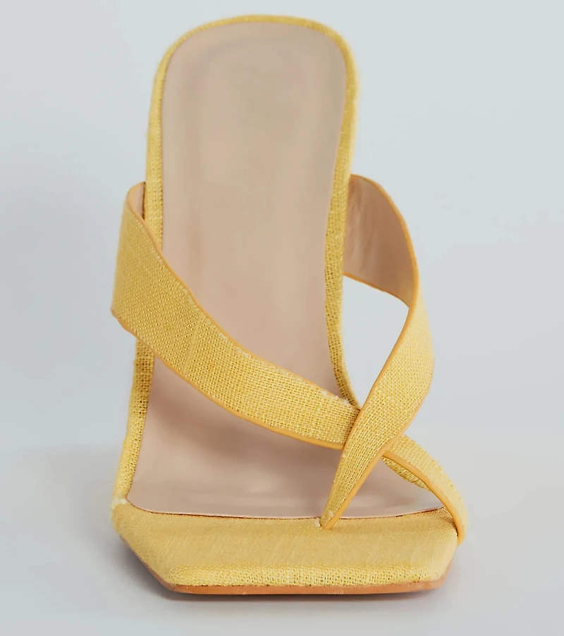 Summer Muse Linen Thong Wedges