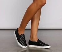 Casual Chic Quilted Faux Leather Sneakers