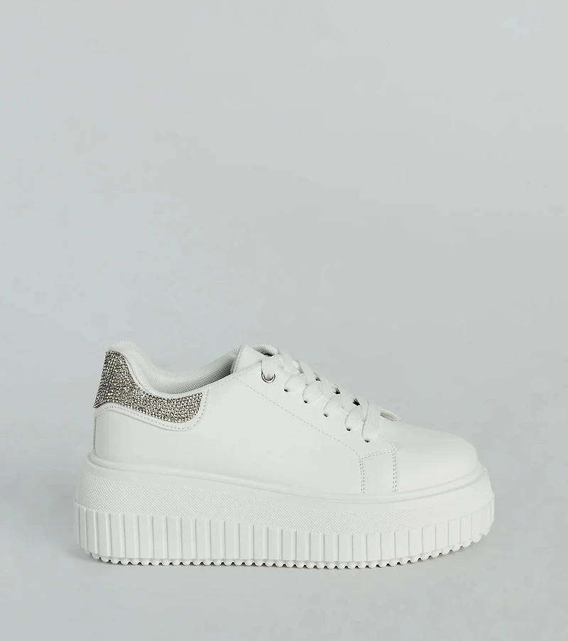 Glam Girl Sparkle Faux Leather Rhinestone Sneakers