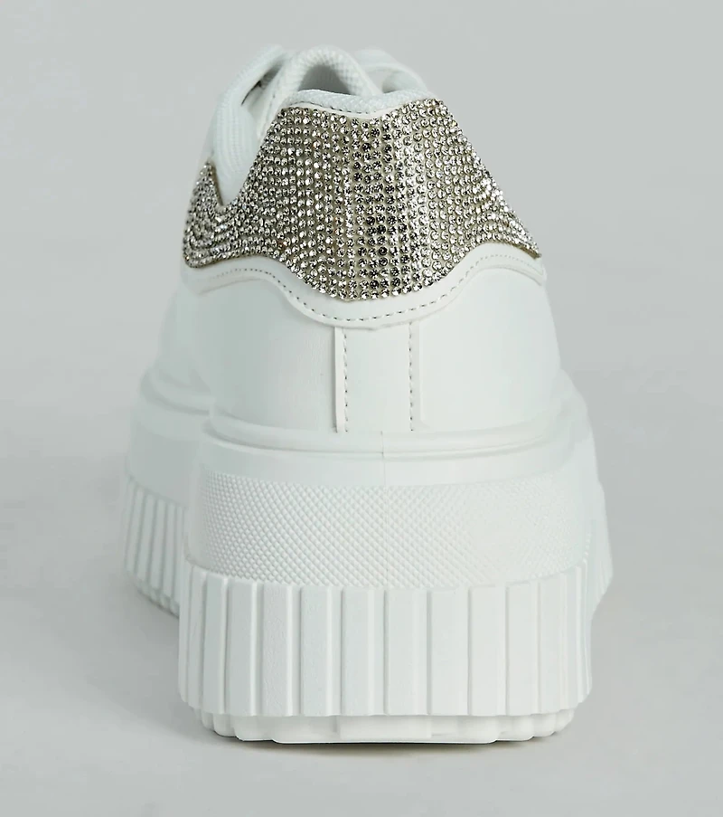Glam Girl Sparkle Faux Leather Rhinestone Sneakers