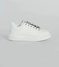 Glam Squad Faux Leather Rhinestone Sneakers