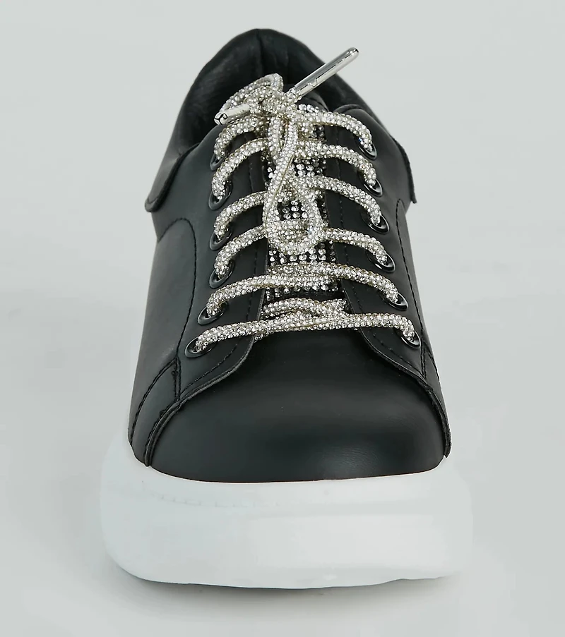 Glam Squad Faux Leather Rhinestone Sneakers
