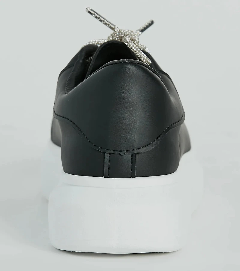 Glam Squad Faux Leather Rhinestone Sneakers