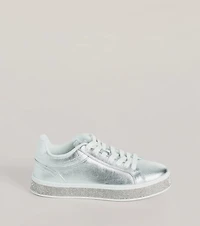 Playful Shimmer Rhinestone Trim Platform Sneakers