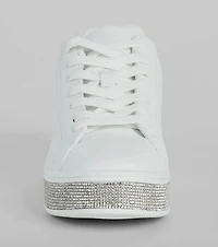 Playful Shimmer Rhinestone Trim Platform Sneakers