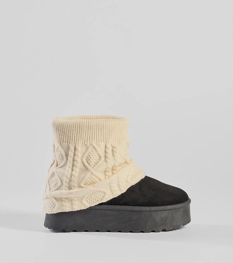 Cozy Vibes Cable Knit Platform Slippers