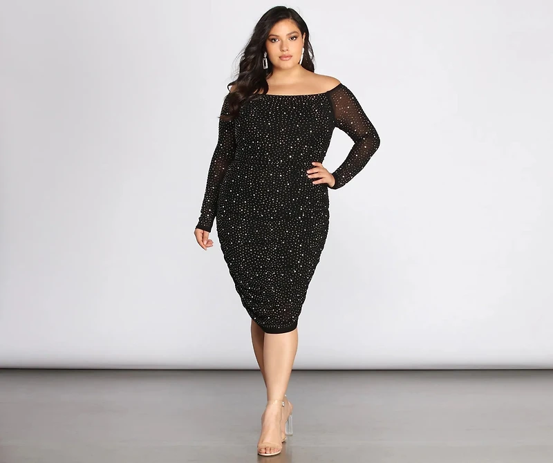 Plus Cami Formal Heat Stone Midi Dress