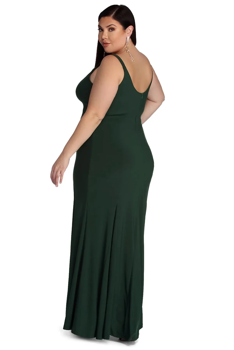 Plus Addie Formal High Slit Dress