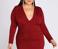 Plus Denise Formal Plunging Ruched Dress