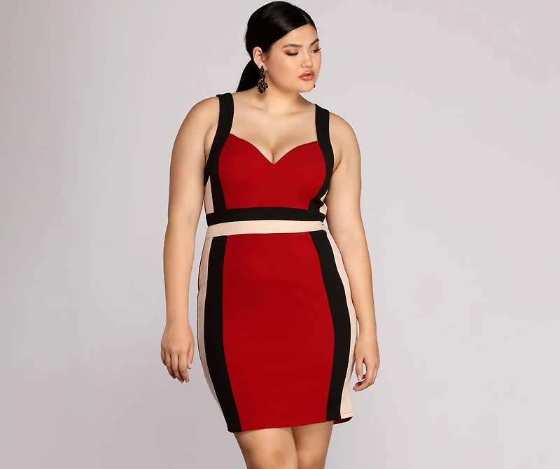 Plus Color Block Midi Dress