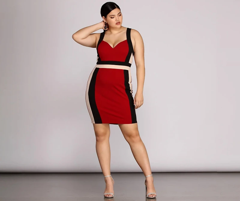 Plus Color Block Midi Dress