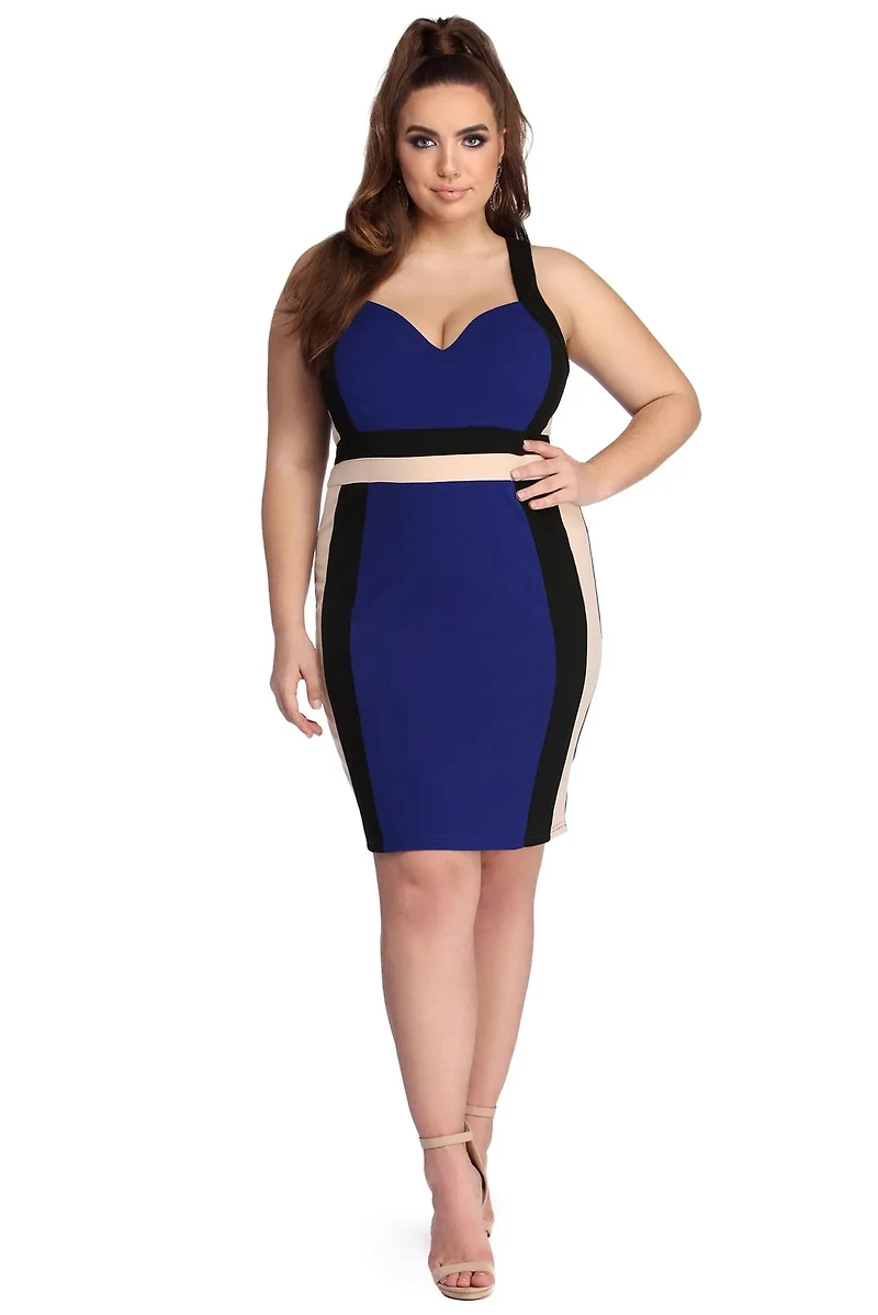 Plus Color Block Midi Dress