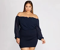 Plus Shook Chiffon Dress
