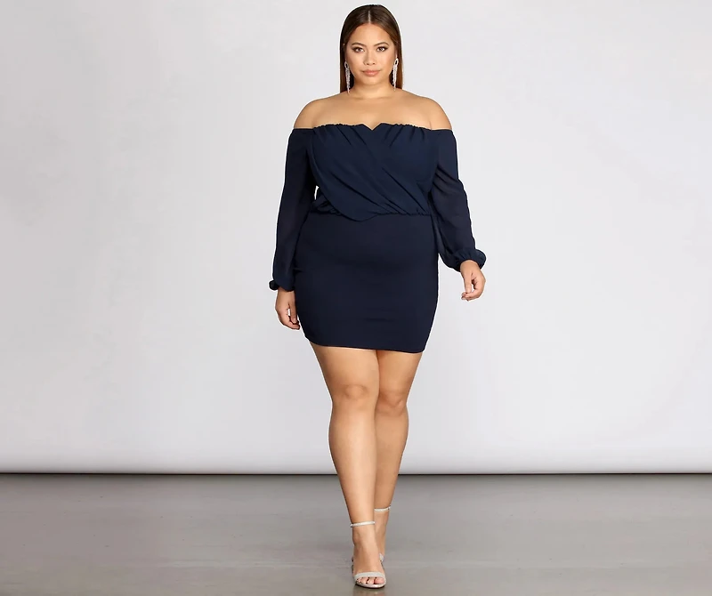 Plus Shook Chiffon Dress