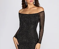 Winona Heat Stone Off Shoulder Dress