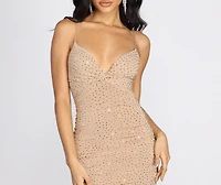 Julissa Knot Front Heat Stone Mini Dress