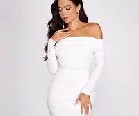 Petra Crepe Off Shoulder Midi Dress