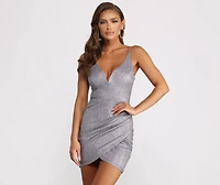 Britney Formal Glitter Asymmetrical Mini Dress