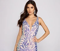 Alina Formal iridescent Sequin Midi Dress