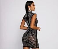 Vicky Heat Stone Mesh Mini Dress