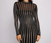 Anabelle Heat Stone Mesh Mini Dress